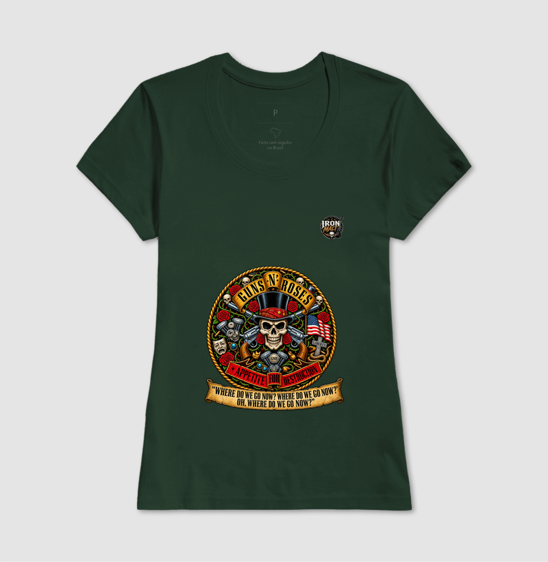Camiseta Guns N’ Roses Caveira, Rosas e Revólveres - Imagem 11