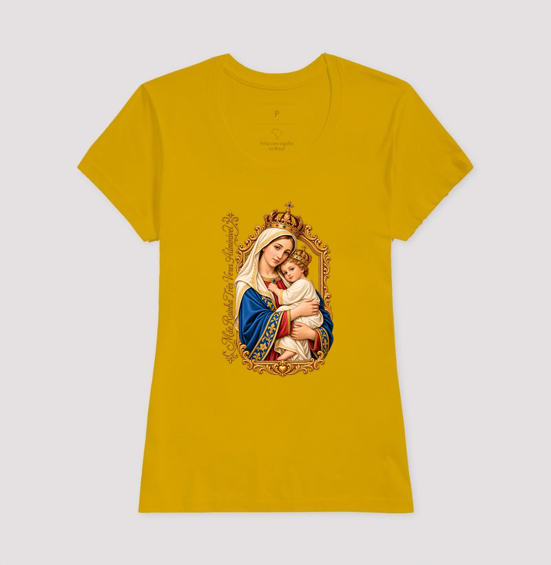 Camiseta Mãe Rainha Três Vezes Admirável Com Menino Jesus - Imagem 13