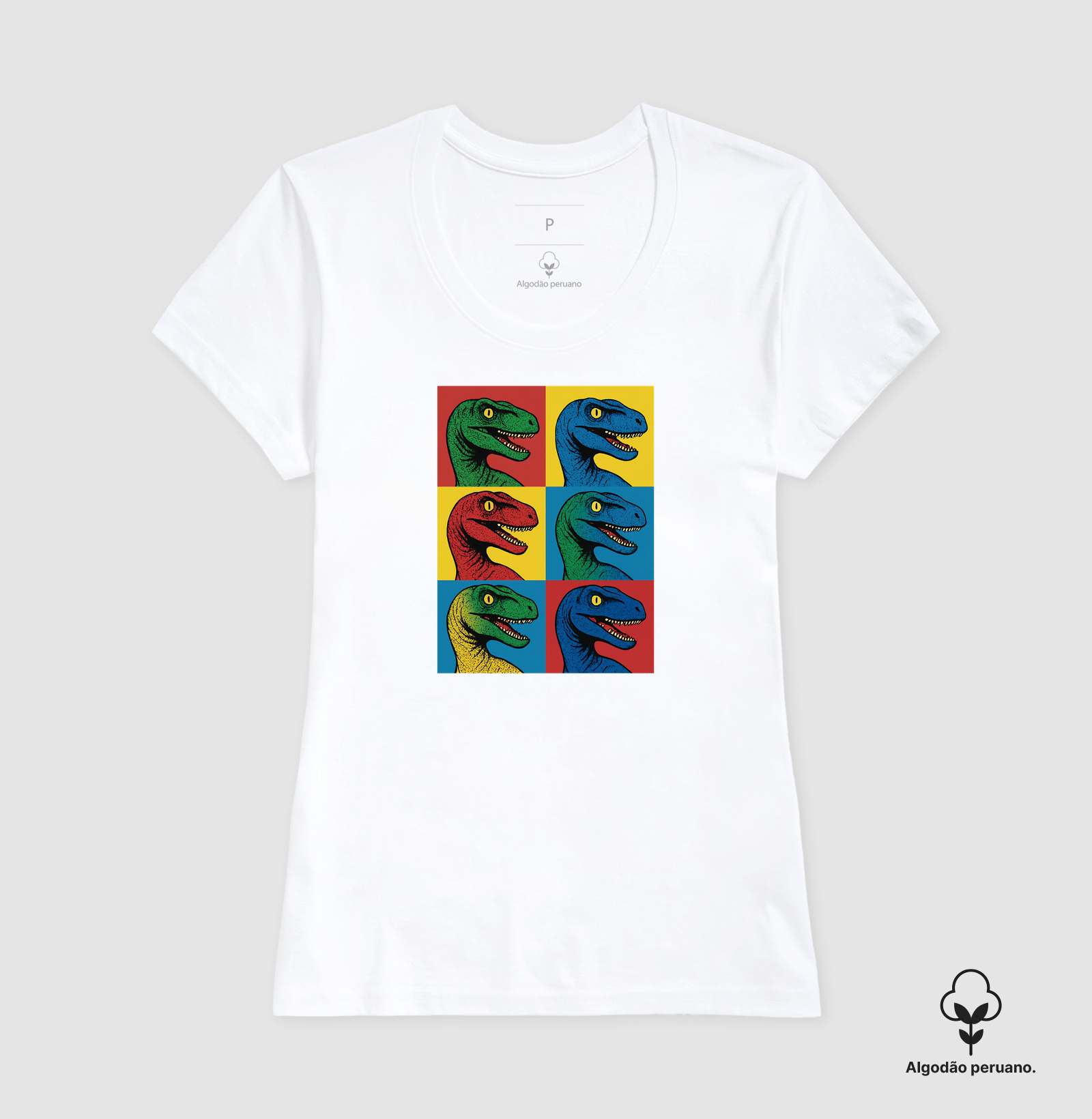 Camiseta Algodão Peruano Dino Pop Velociraptor - Imagem 5