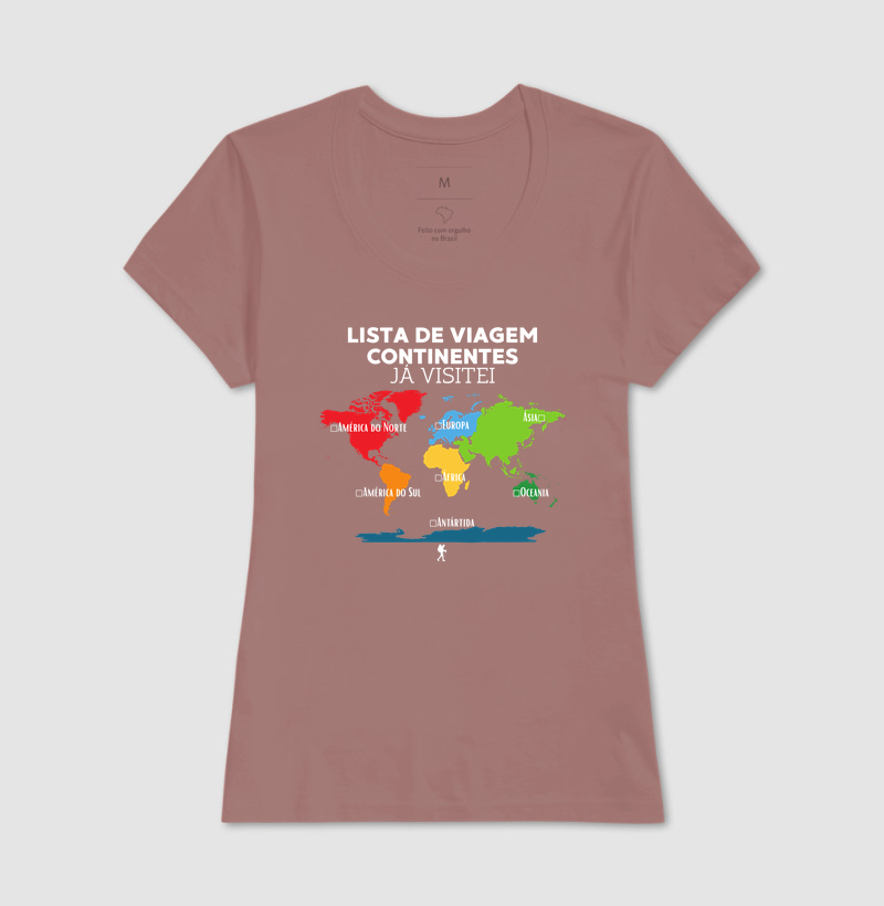Camiseta Lista de Viagem Continentes Ja Visitei | Mapa Mundi Auto Personalizavel | Colecao Personalizaveis - Imagem 20