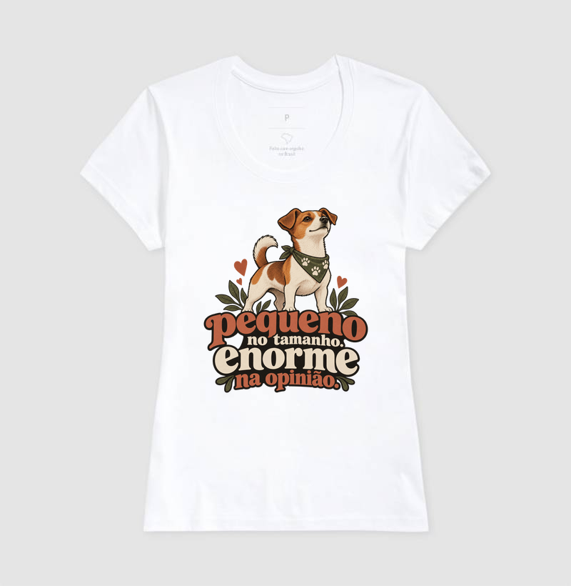Camiseta Cachorro Pequeno "enorme na opinião" | Pelo & Pano - Imagem 5