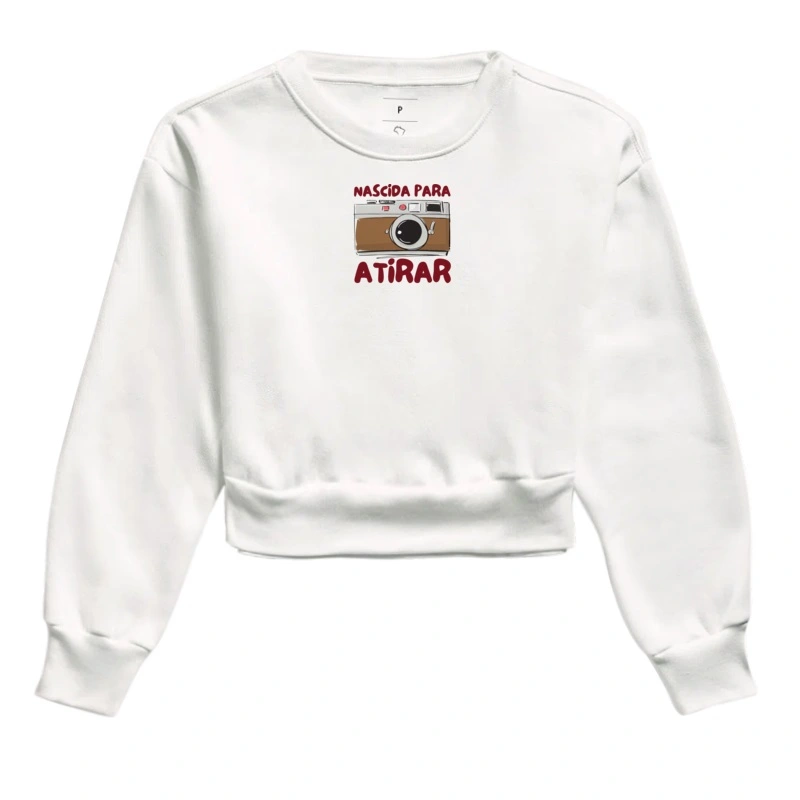 Moletom cropped feminino, nascida para atirar - Imagem 3