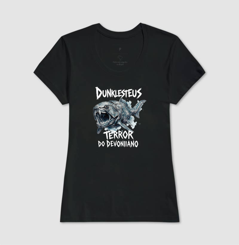  Camiseta Dinossauro Dunkleosteus Ataque Branca Algodão Premium Dinoloco  - Imagem 3