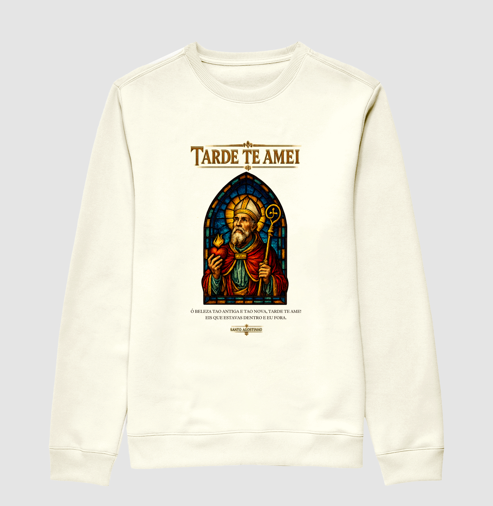 Suéter Moletom Santo Agostinho Vitral Tarde te Amei - Imagem 2