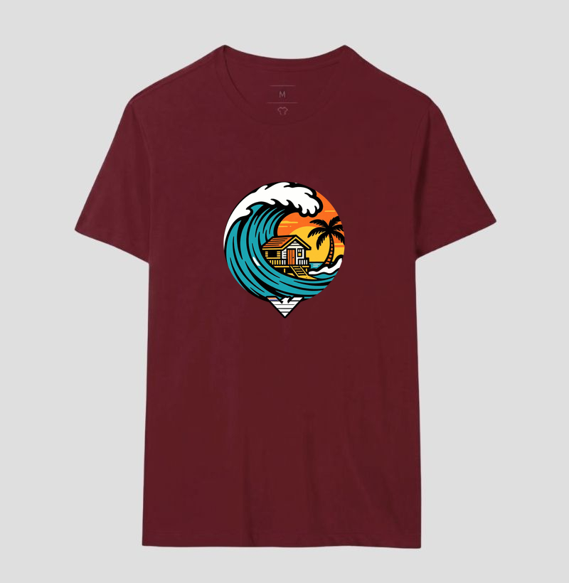 Paraíso no mar - estampa exclusiva.  Sente a brisa, ouça o som das ondas e leve a vibe do paraíso pra onde você for! Mais que uma camiseta - é levar o paraíso com você todo dia. - Imagem 18
