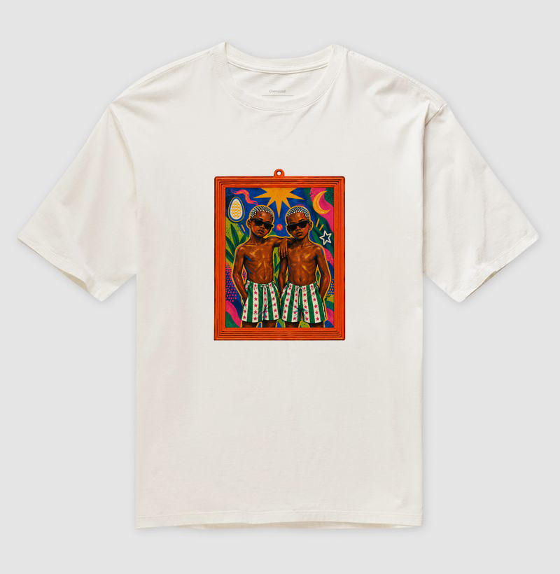 Camiseta Oversized São Cosme e Damião Moldura Espelho - Imagem 4