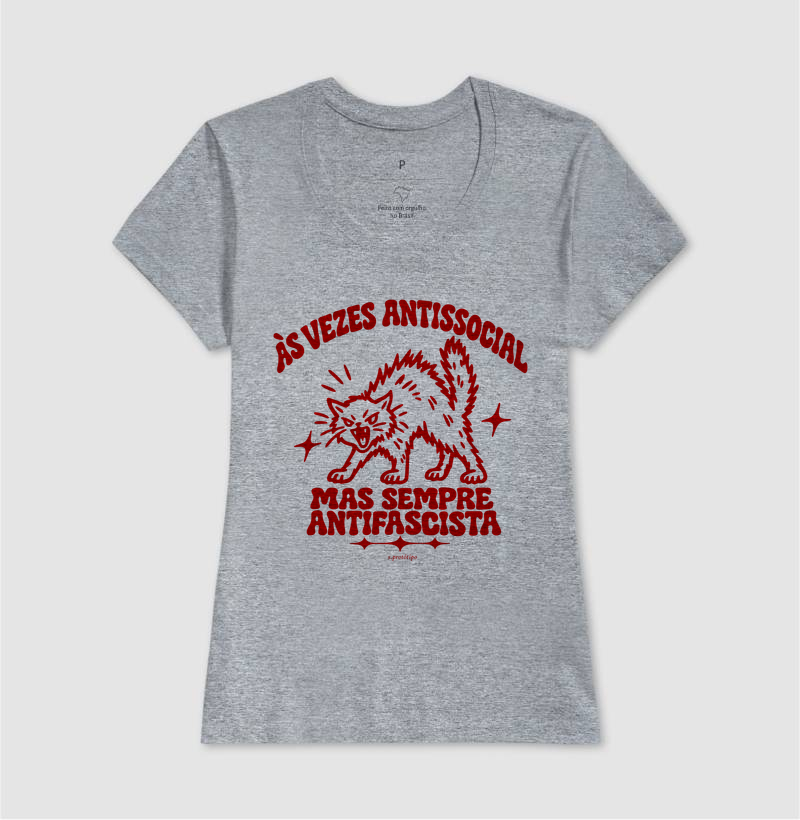 Camiseta Às Vezes Antissocial, Mas Sempre Antifascista (a virada) - Imagem 9