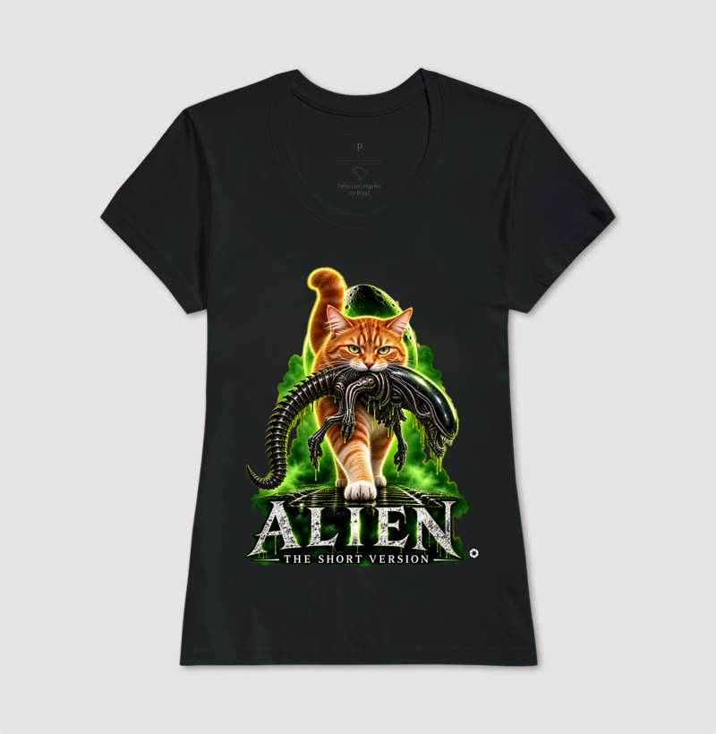 Camiseta Alien – The Short Version Gatos (laranjinha) - Imagem 3