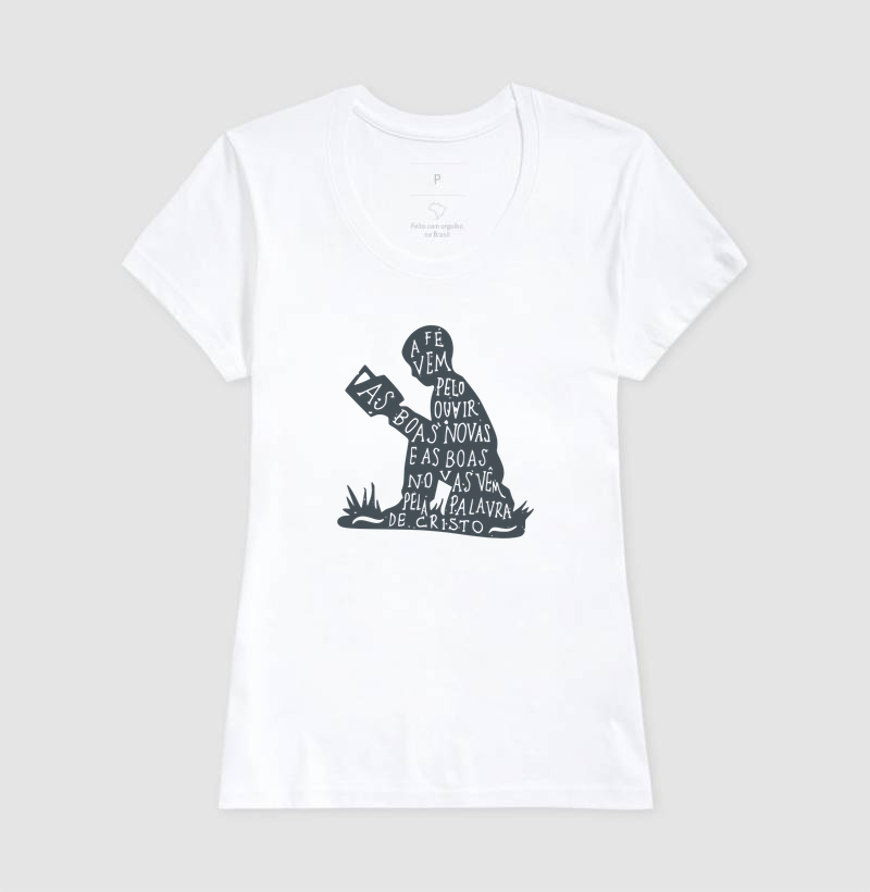 Camiseta Feminina A fé vem pelo Ouvir - Imagem 3
