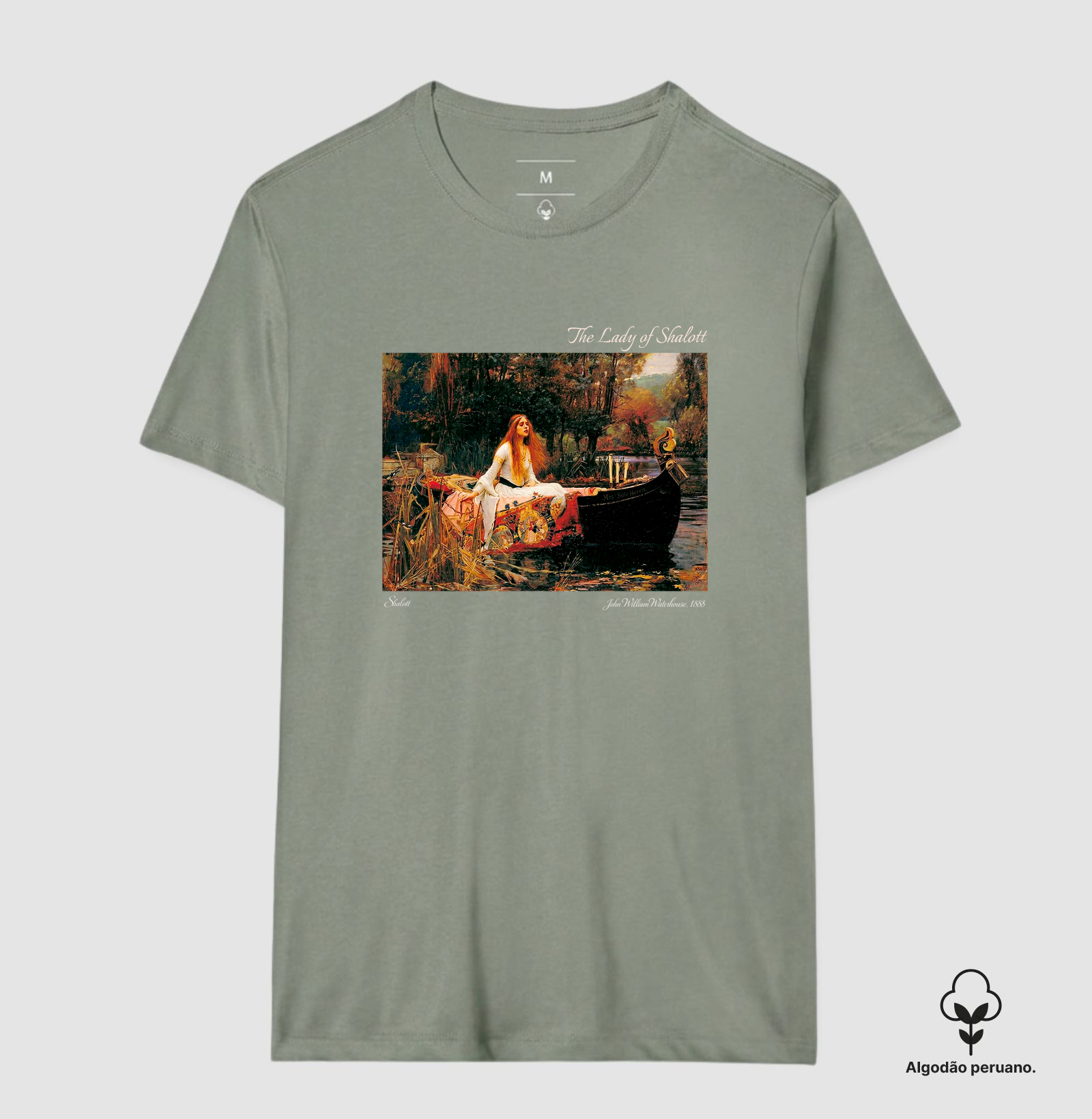Camiseta A Dama de Shalott – John William Waterhouse 1888 Algodão Peruano  - Imagem 3