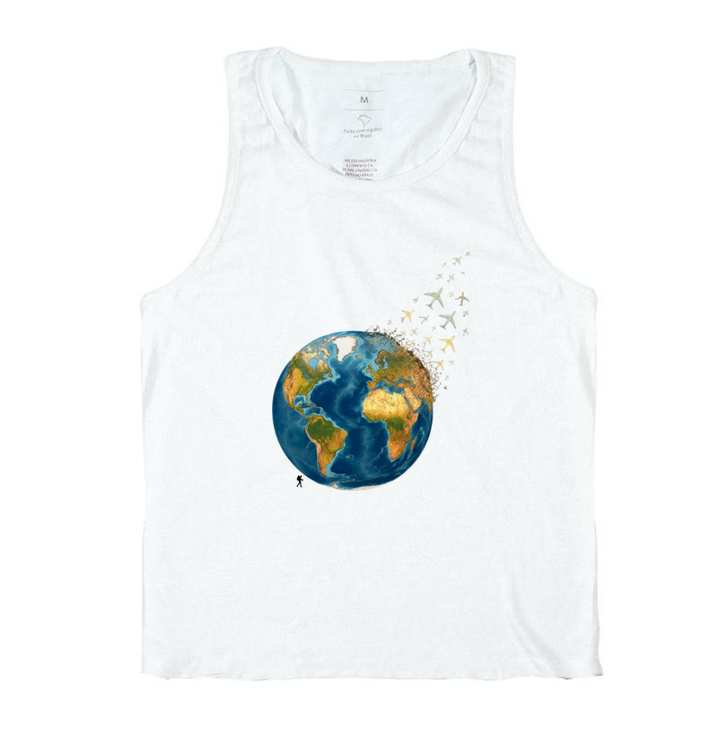 Camiseta Globo Terrestre Avioes Dispersos | Arte 3D Viagem Mundo | Colecao Viciados em Viagem - Imagem 2