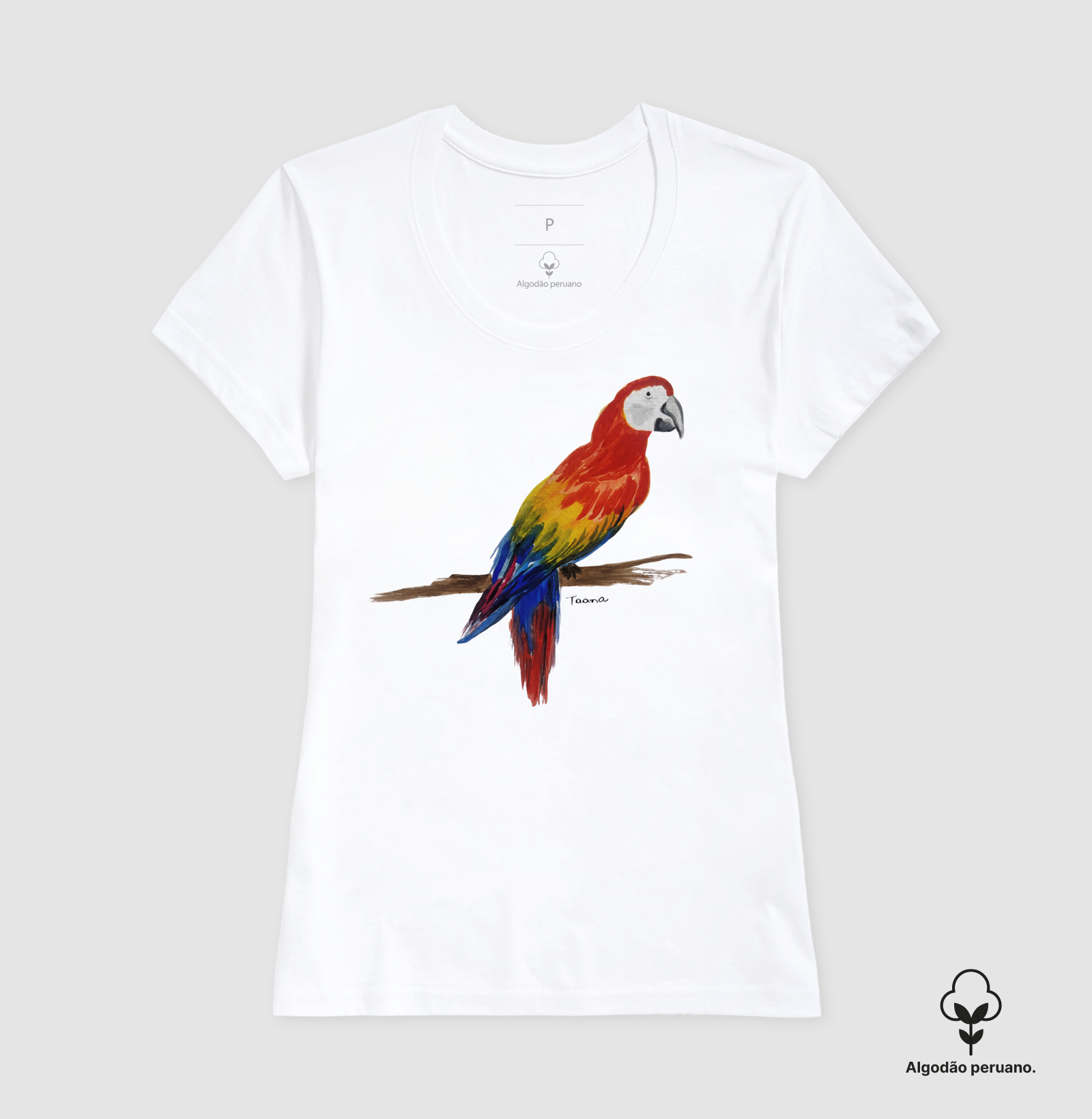 Camiseta Arara-Vermelha – Aves do Brasil - Algodão Peruano - Imagem 7