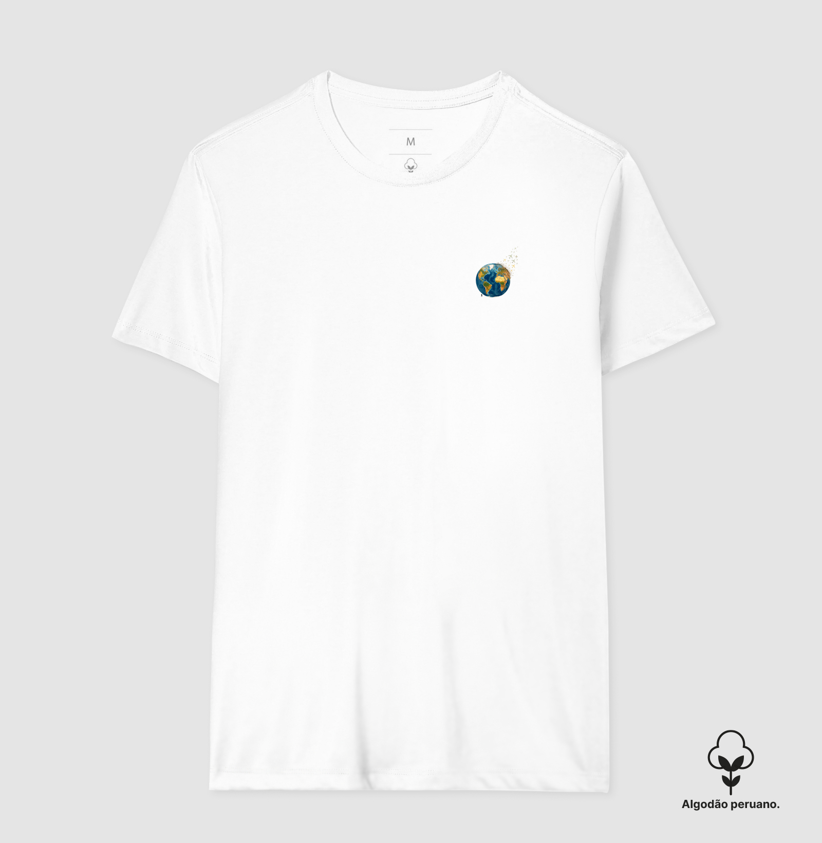 Camiseta Globo Terrestre Avioes Dispersos Bolso | Arte 3D Viagem Mundo Pocket | Colecao Viciados em Viagem - Imagem 4