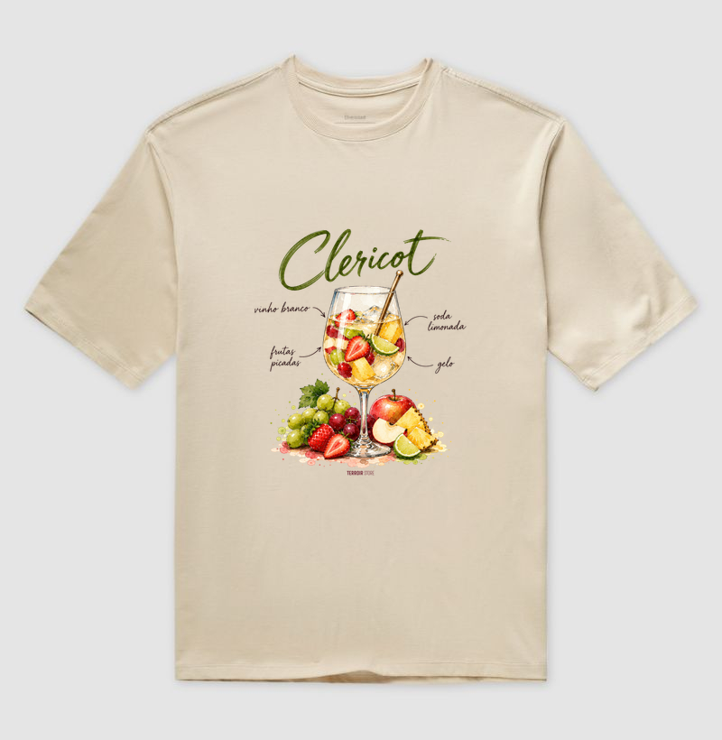 Camiseta Oversized Clericot – Drink com Vinho Branco e Frutas - Imagem 3
