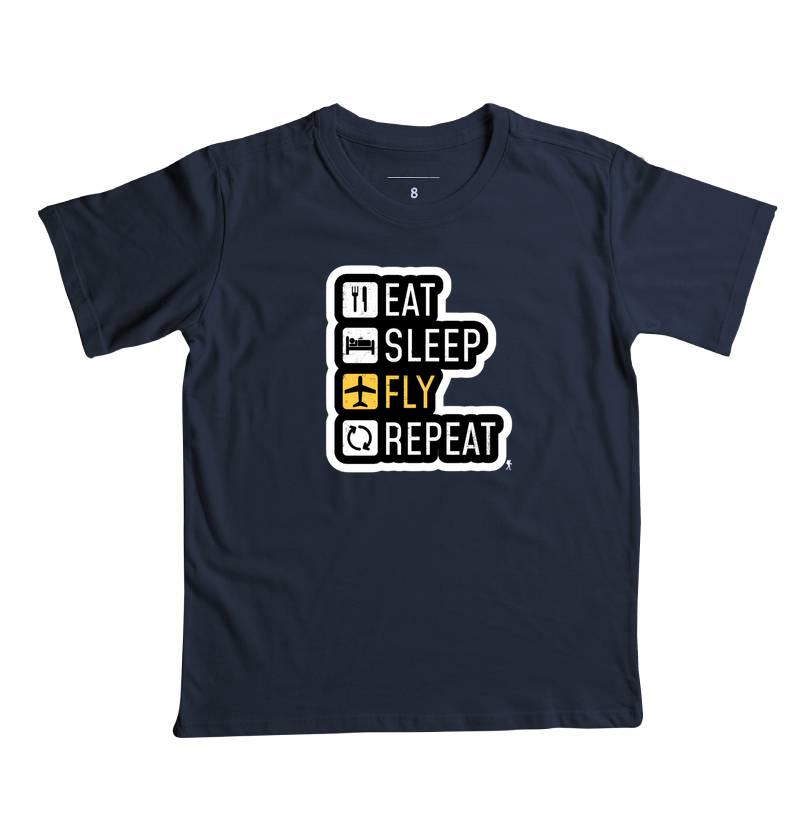 Camiseta Eat Sleep Fly Repeat | Rotina do Viajante Viciado | Colecao Viciados em Viagem - Imagem 7