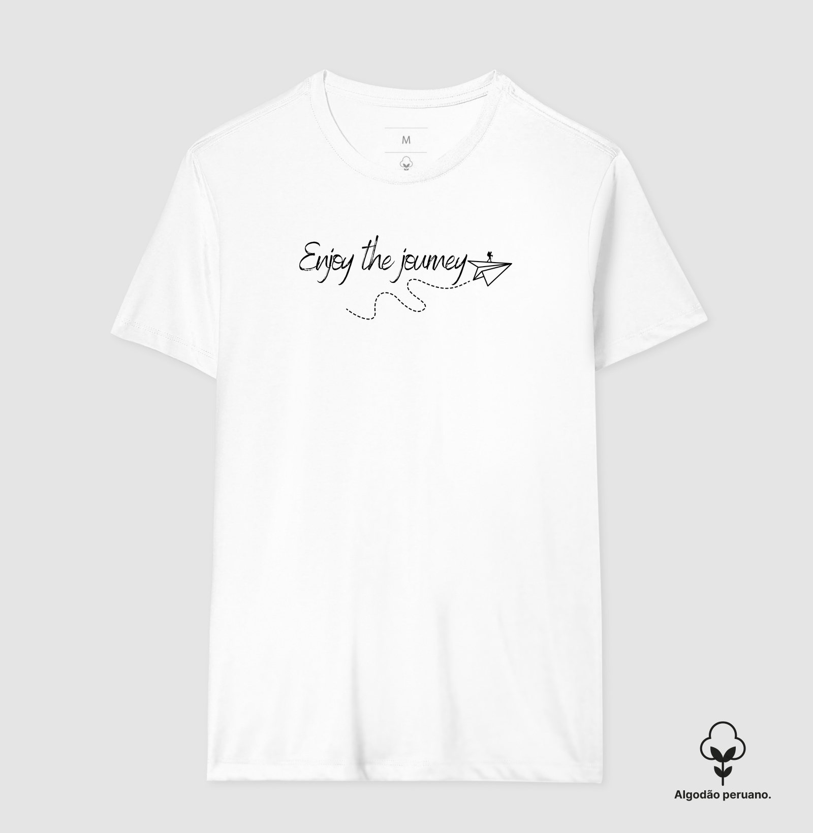 Camiseta Enjoy the Journey | Caligrafia Aviao de Papel Viagem | Colecao Viciados em Viagem - Imagem 3