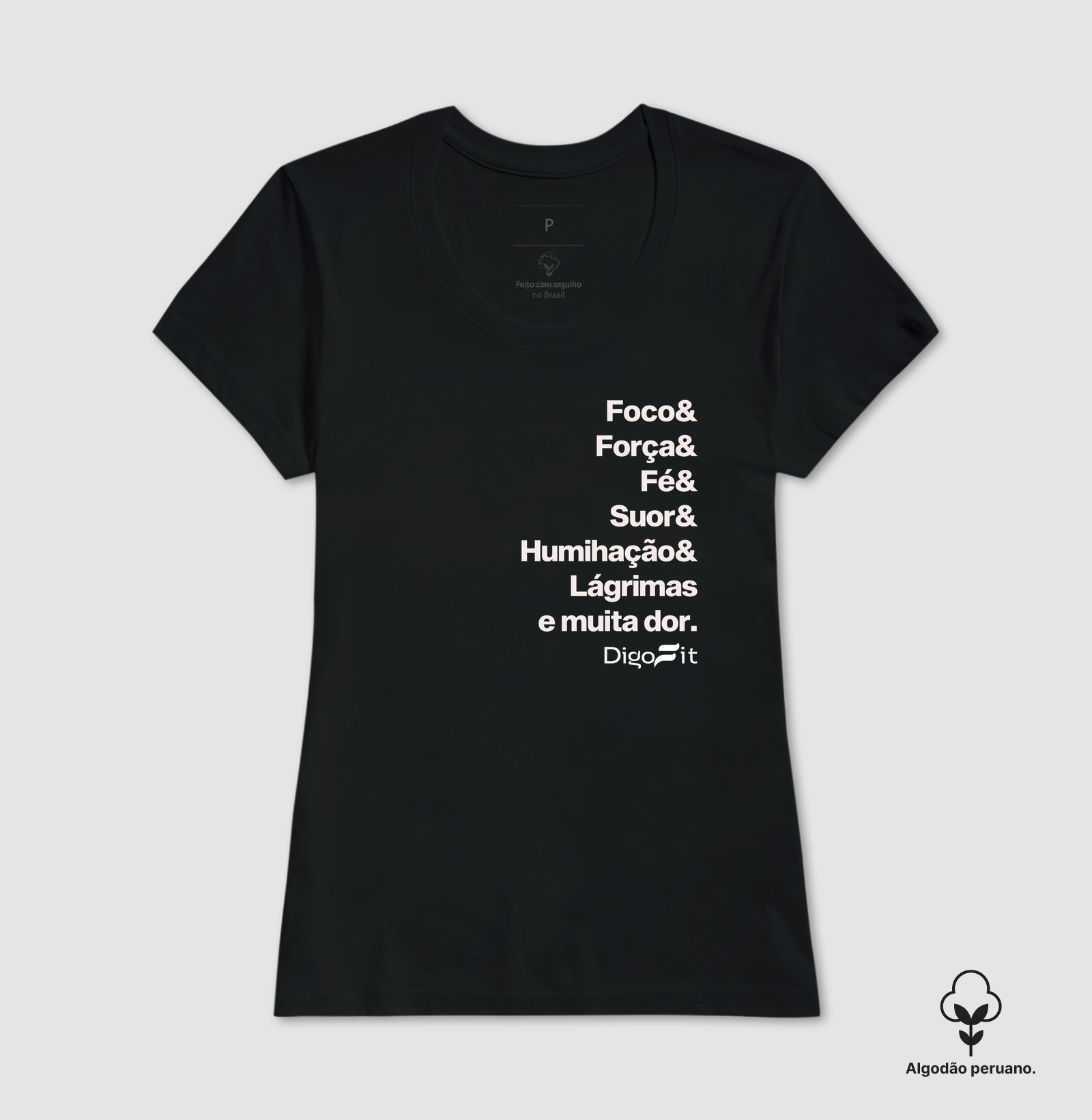 CAMISETA ALGODÃO PERUANO ACADEMIA FOCO E MUITA DOR - Imagem 2