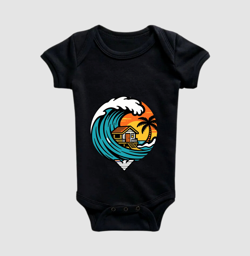 Paraíso no mar - estampa exclusiva.  Sente a brisa, ouça o som das ondas e leve a vibe do paraíso pra onde você for! Mais que uma camiseta - é levar o paraíso com você todo dia. - Imagem 2