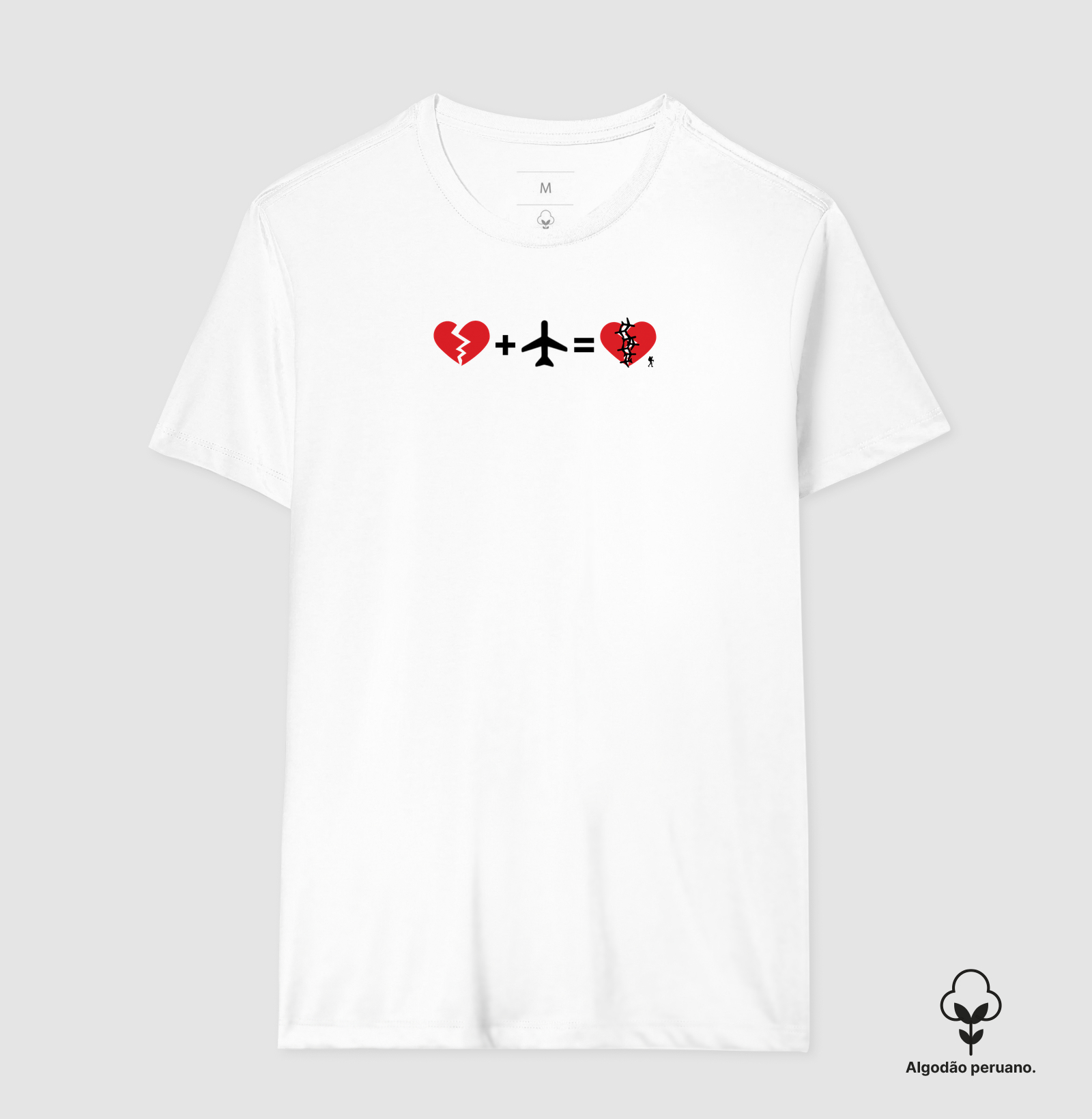 Camiseta Coracao Partido Mais Aviao Igual Coracao Curado | Equacao Viagem Humor | Colecao Viciados em Viagem - Imagem 7