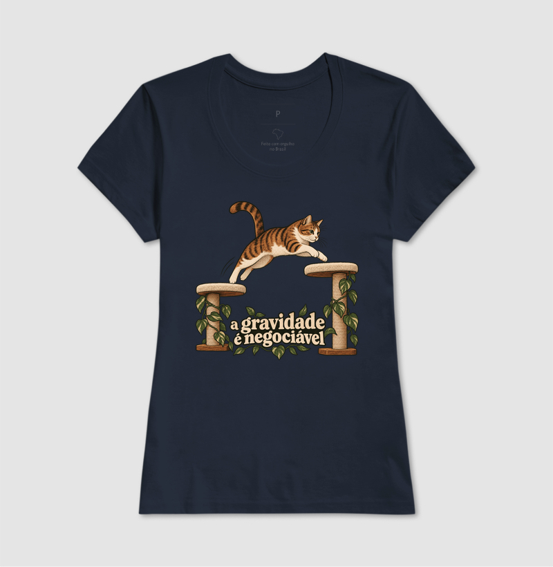 Camiseta Gato Salto "a gravidade é negociável" | Pelo & Pano - Imagem 7
