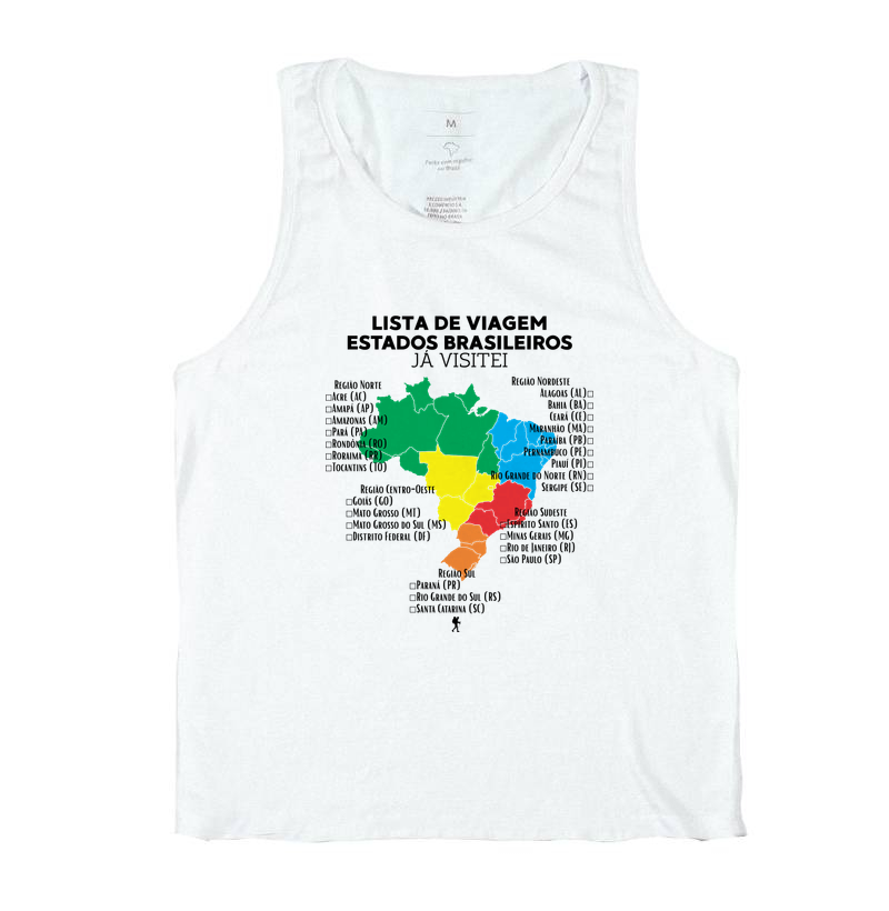 Camiseta Lista de Viagem Estados Brasileiros Ja Visitei | Mapa Brasil Auto Personalizavel | Colecao Personalizaveis - Imagem 2