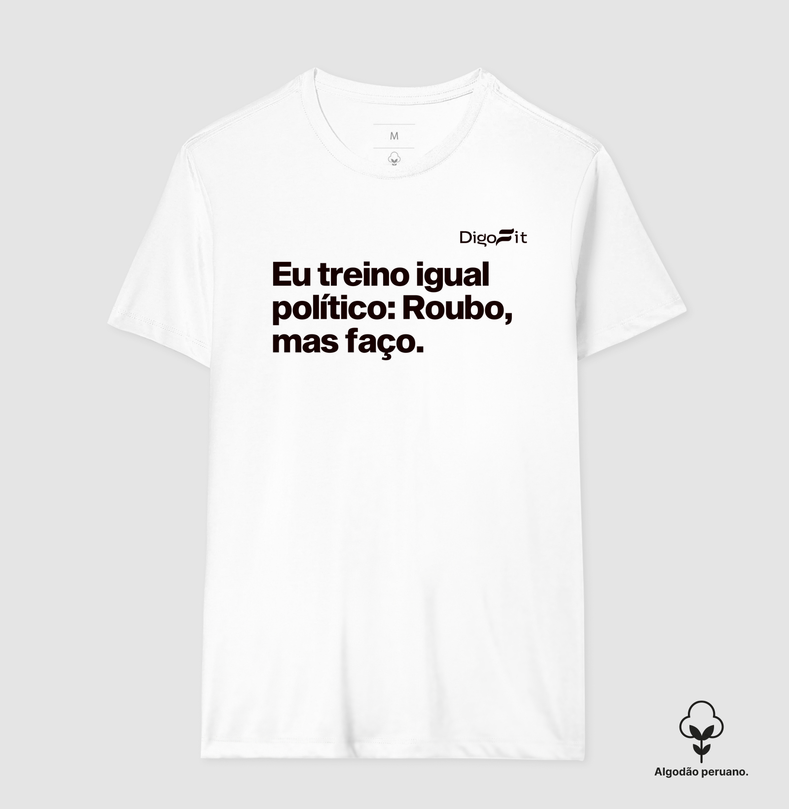 CAMISETA ALGODÃO PERUANO ACADEMIA EU TREINO IGUAL POLÍTICO - Imagem 6