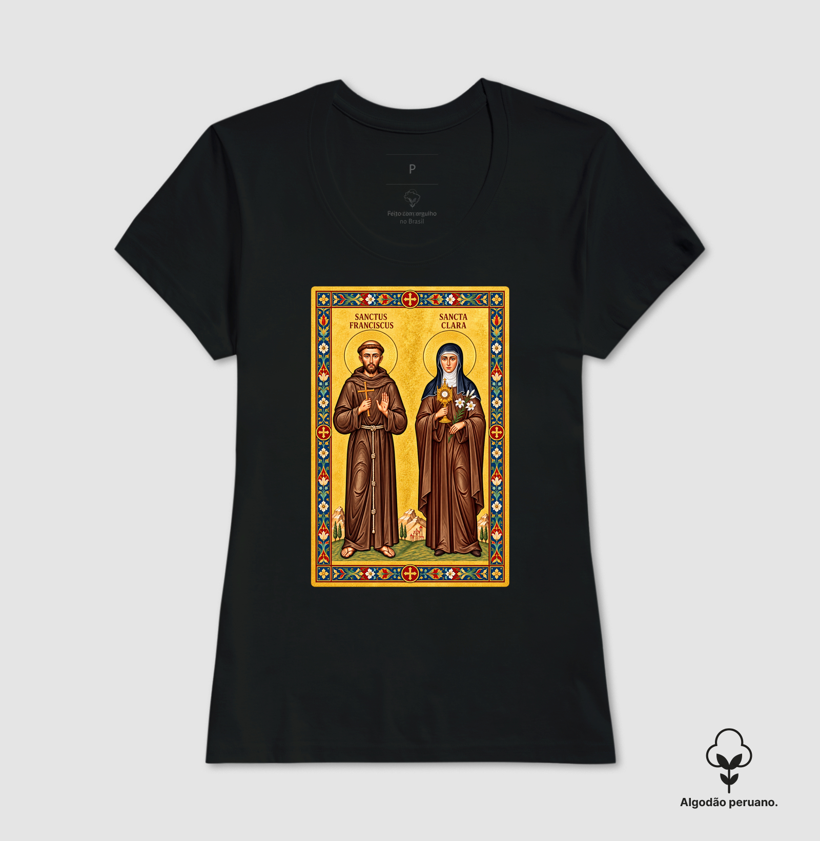 Camisa São Francisco e Santa Clara de Assis Moldura - Imagem 5