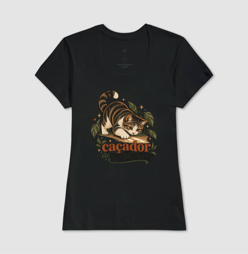 Camiseta Gato Brincando "caçador de reflexos" | Pelo & Pano - Imagem 3