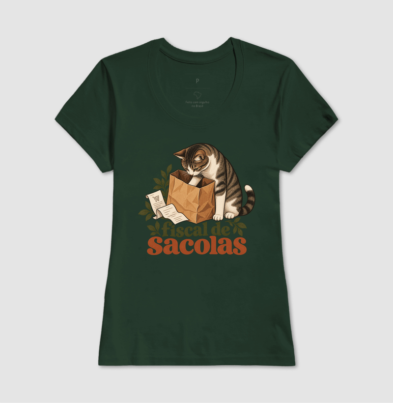Camiseta Gato Compras "fiscal de sacolas" | Pelo & Pano - Imagem 13