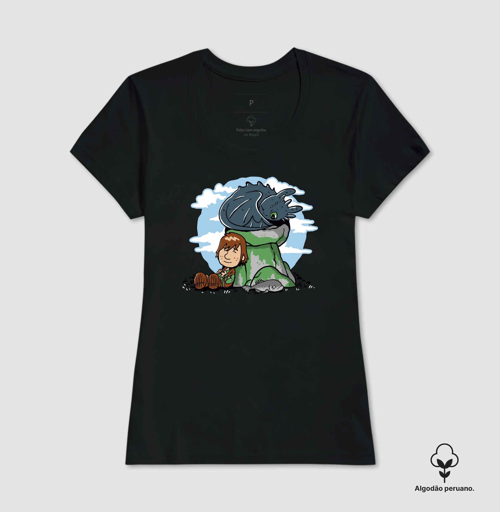 Camiseta Algodão Peruano Relaxando com meu Dragão - Imagem 4