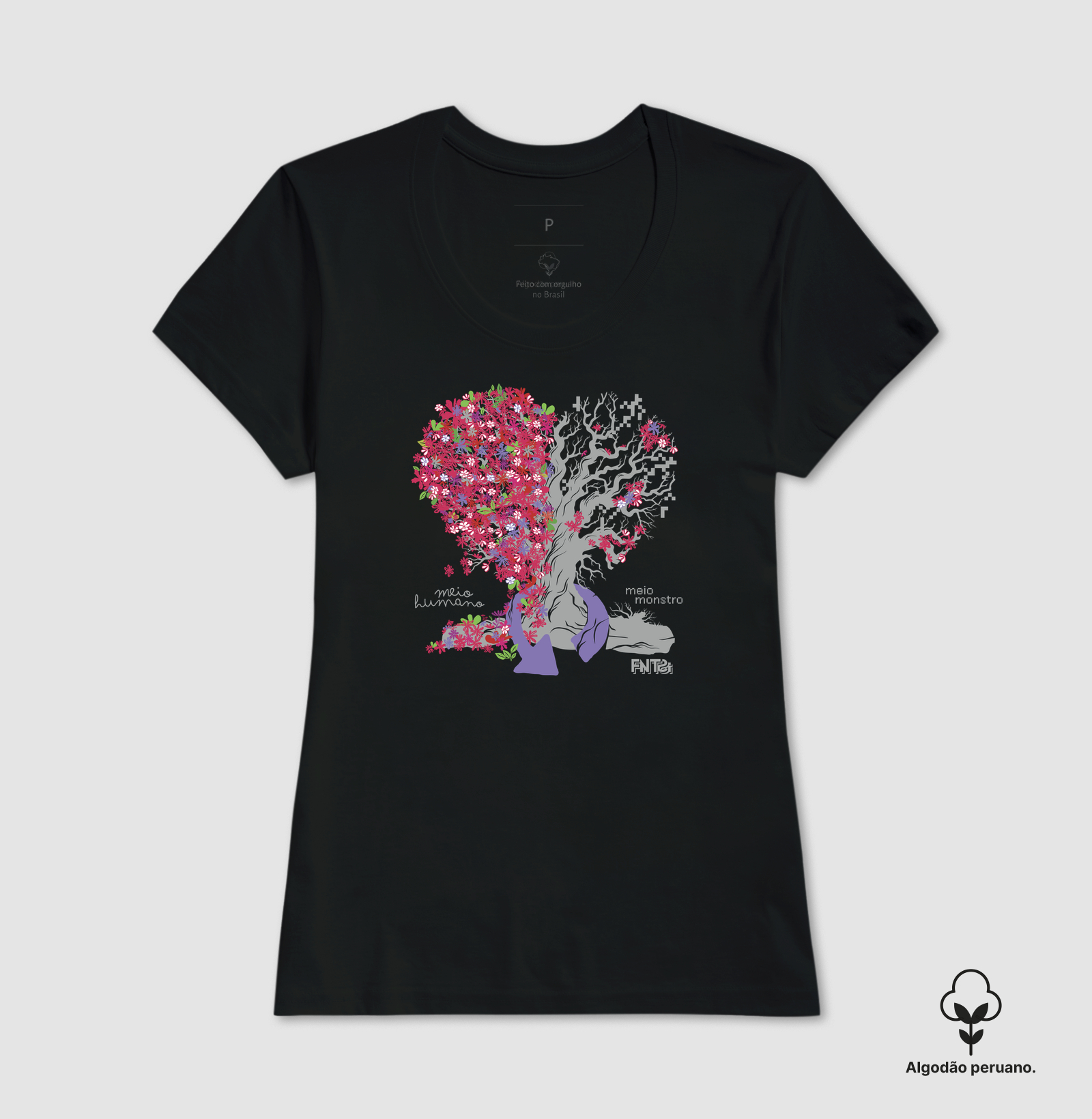 T-SHIRT "HUMANOS E MONSTROS" / ÁRVORE-CORAÇÃO (ALGODÃO PERUANO)