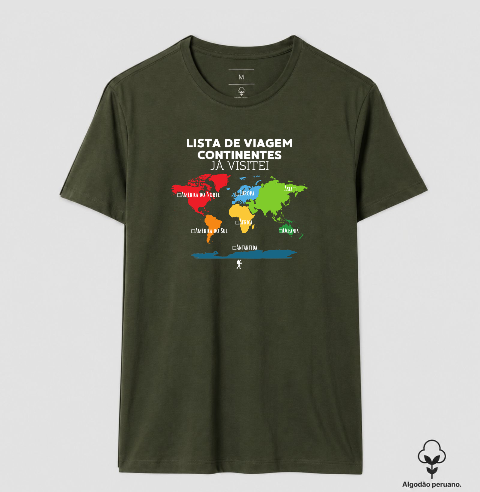 Camiseta Lista de Viagem Continentes Ja Visitei | Mapa Mundi Auto Personalizavel | Colecao Personalizaveis - Imagem 8