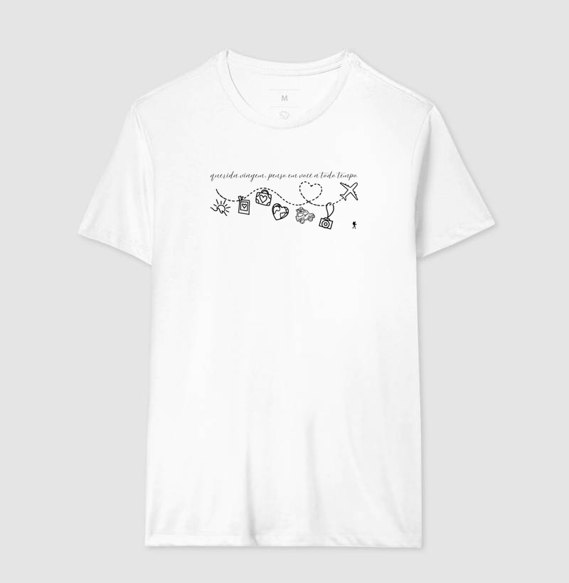 Camiseta Querida Viagem Penso em Voce a Todo Tempo | Caligrafia Minimalista Viagem | Colecao Viciados em Viagem - Imagem 7