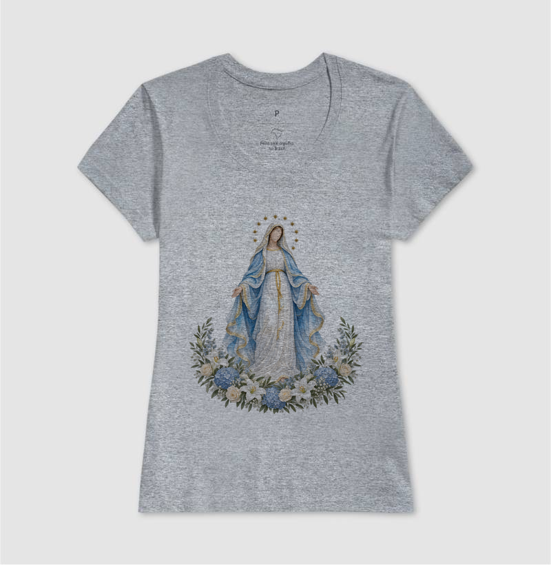 Nossa Senhora das Graças — Lírica Celeste com Coroa de Estrelas e Hortênsias - Imagem 9