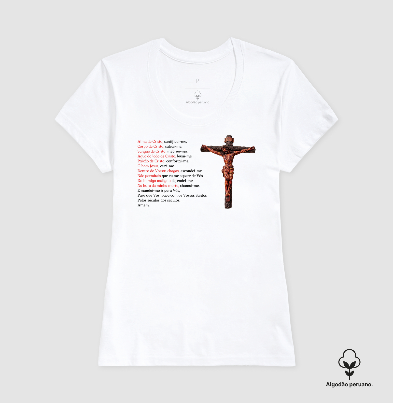 Camiseta Algodão Peruano Oração Alma de Cristo - Imagem 5