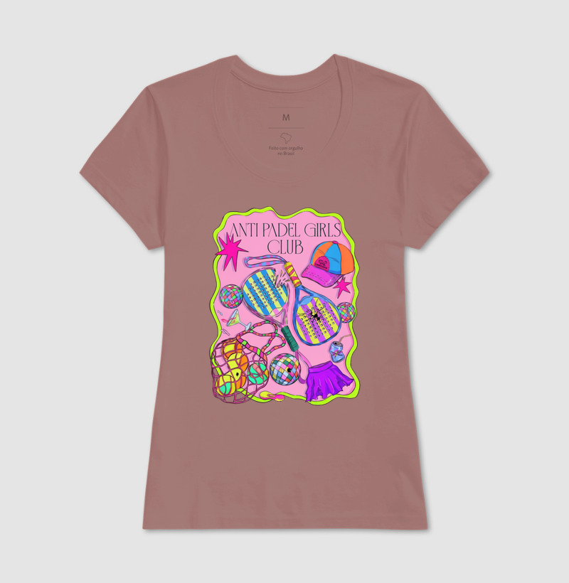 Camiseta Feminina Anti Padel Girls Club Rosa - Imagem 8
