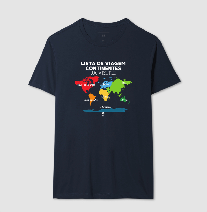 Camiseta Lista de Viagem Continentes Ja Visitei | Mapa Mundi Auto Personalizavel | Colecao Personalizaveis - Imagem 9