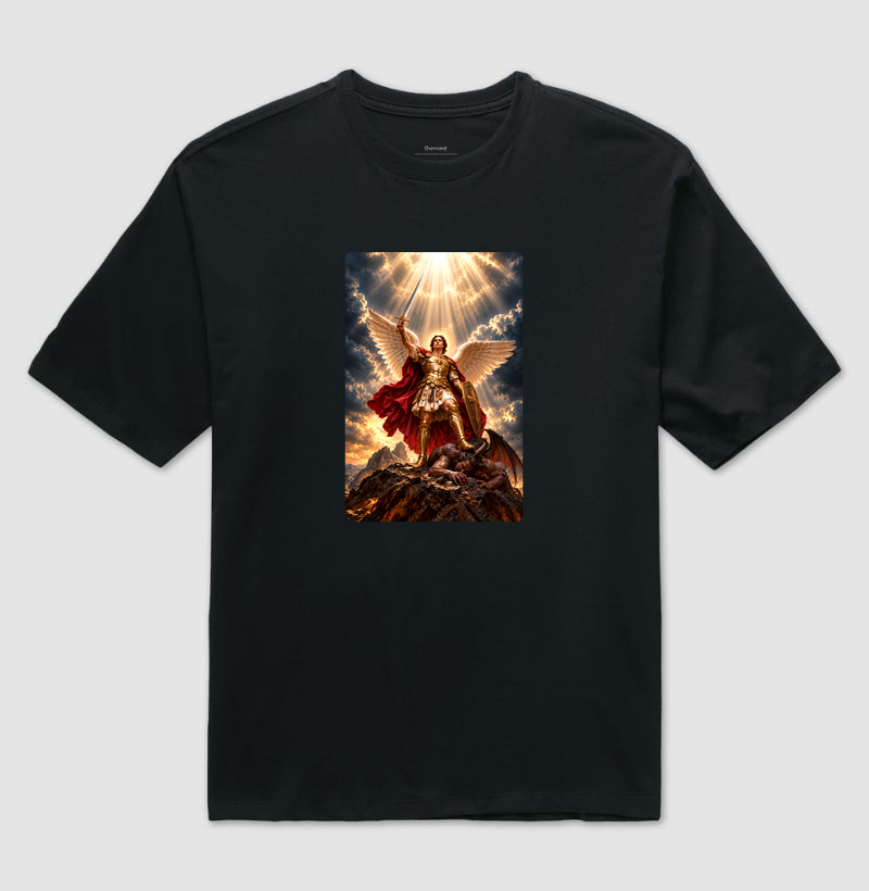 Camiseta Oversized Católica São Miguel Arcanjo Vitorioso - Imagem 2