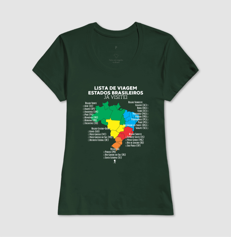 Camiseta Lista de Viagem Estados Brasileiros Ja Visitei | Mapa Brasil Auto Personalizavel | Colecao Personalizaveis - Imagem 16