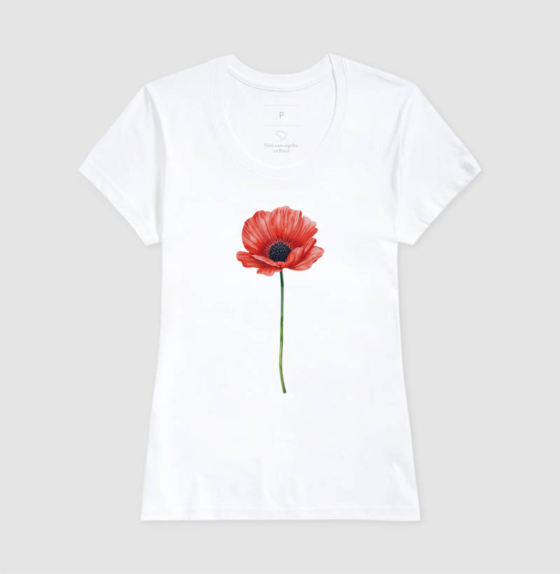 Poppy Bloom - Camiseta Algodão Premium - Imagem 5