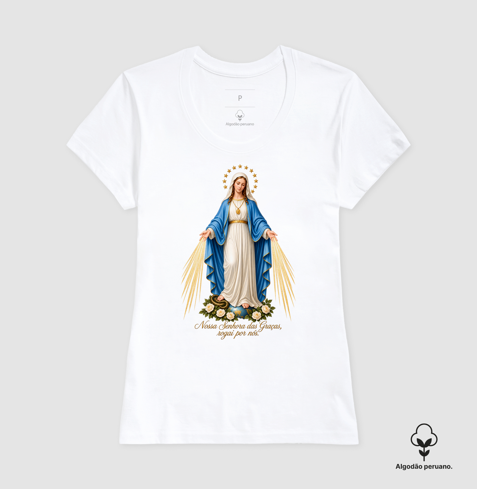 Camiseta Algodão Peruano Nossa Senhora das Graças - Imagem 9