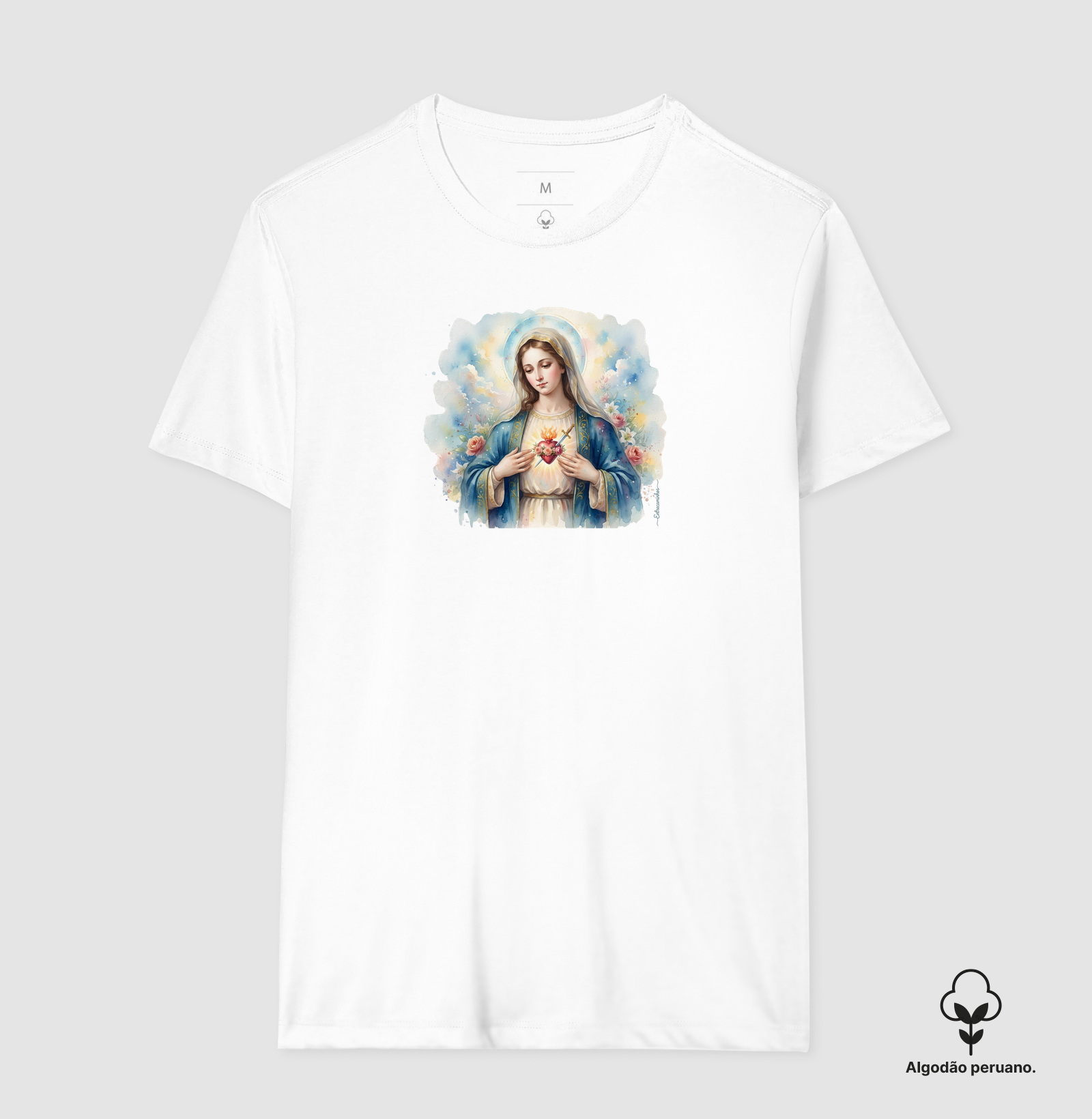 Imaculado Coração de Maria - Estampa Aquarela - Imagem 2