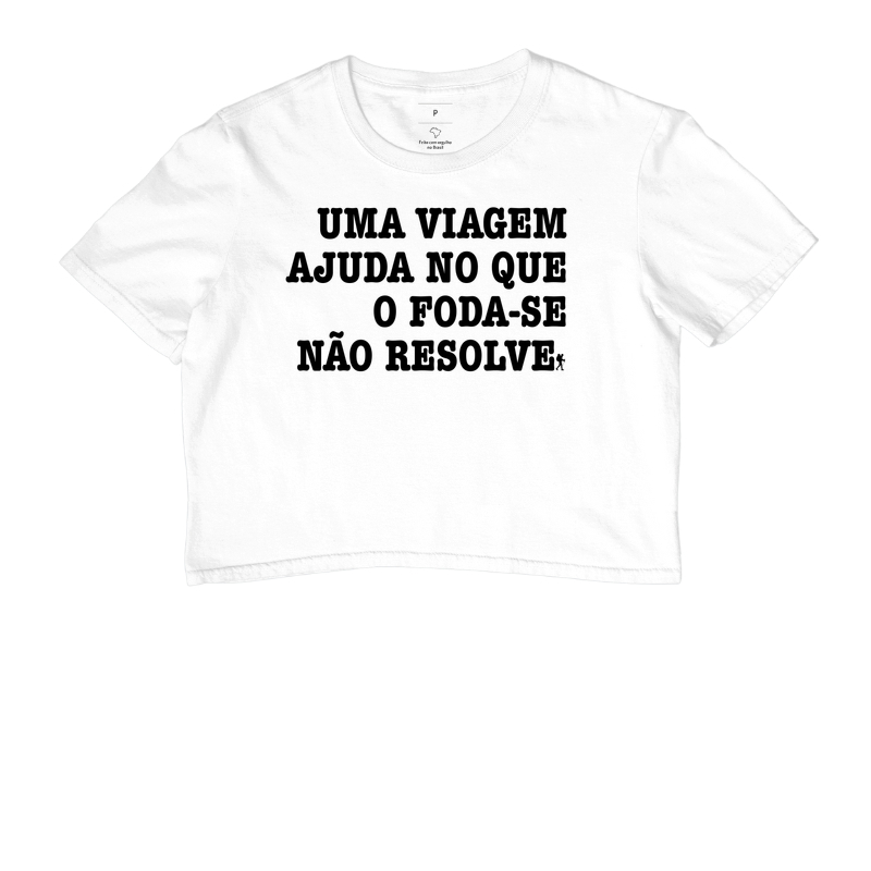 Camiseta Uma Viagem Ajuda no que o Foda-se Nao Resolve | Humor Viagem Bold | Colecao Viciados em Viagem - Imagem 3