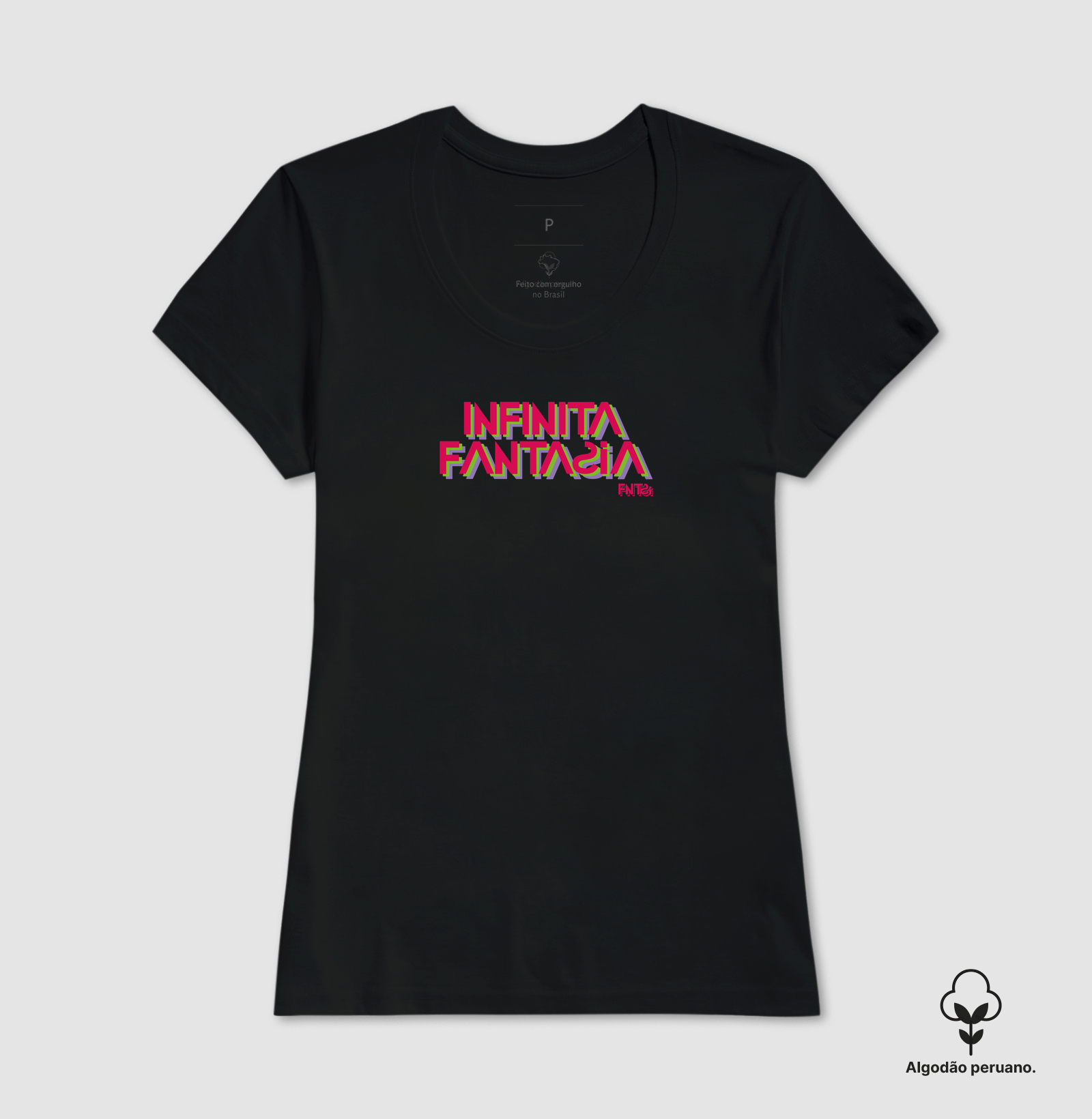 T-SHIRT "INFINITA FANTASIA" / LETTERING MÉDIO (ALGODÃO PERUANO)