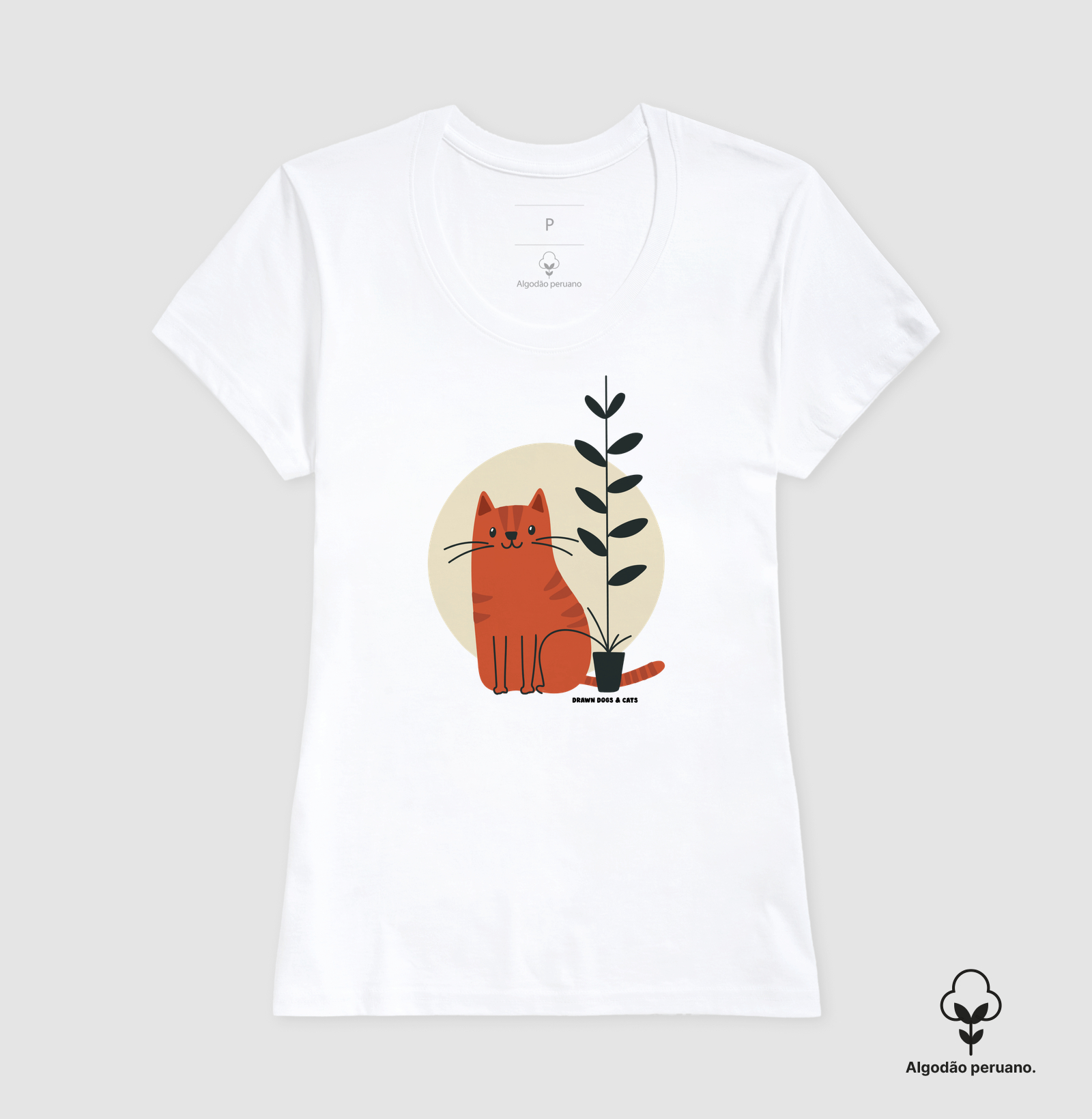 Gato laranja, fundo claro e vaso de planta - Imagem 4