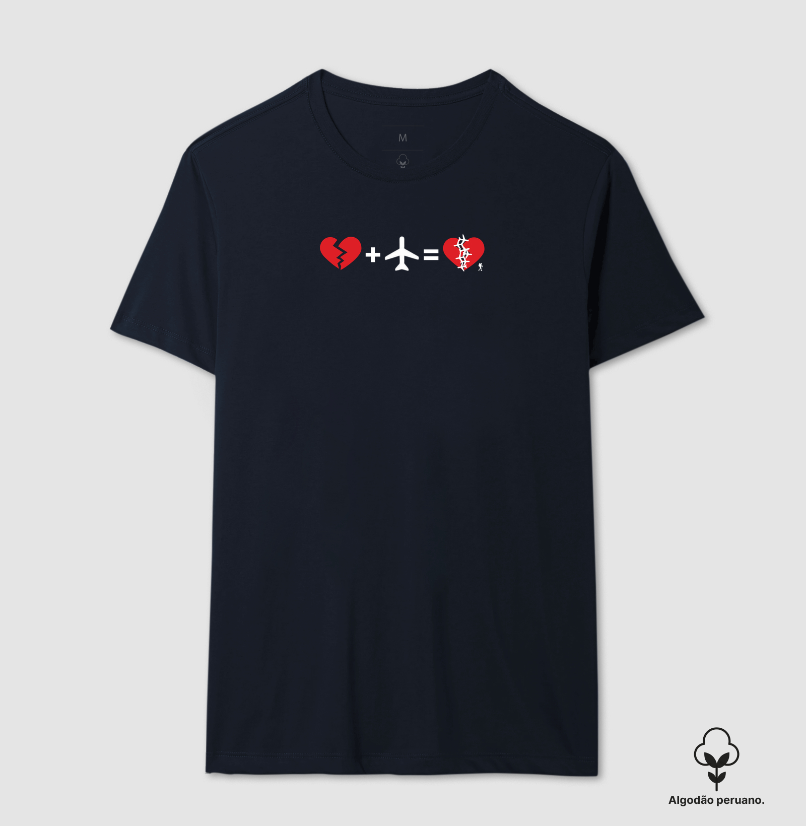Camiseta Coracao Partido Mais Aviao Igual Coracao Curado | Equacao Viagem Humor | Colecao Viciados em Viagem - Imagem 8