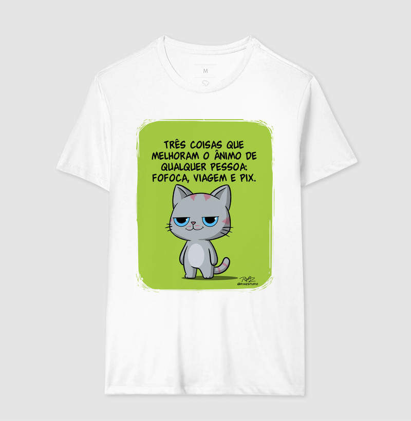 Camiseta Gato Sincero Fofoca Viagem e Pix - Imagem 4