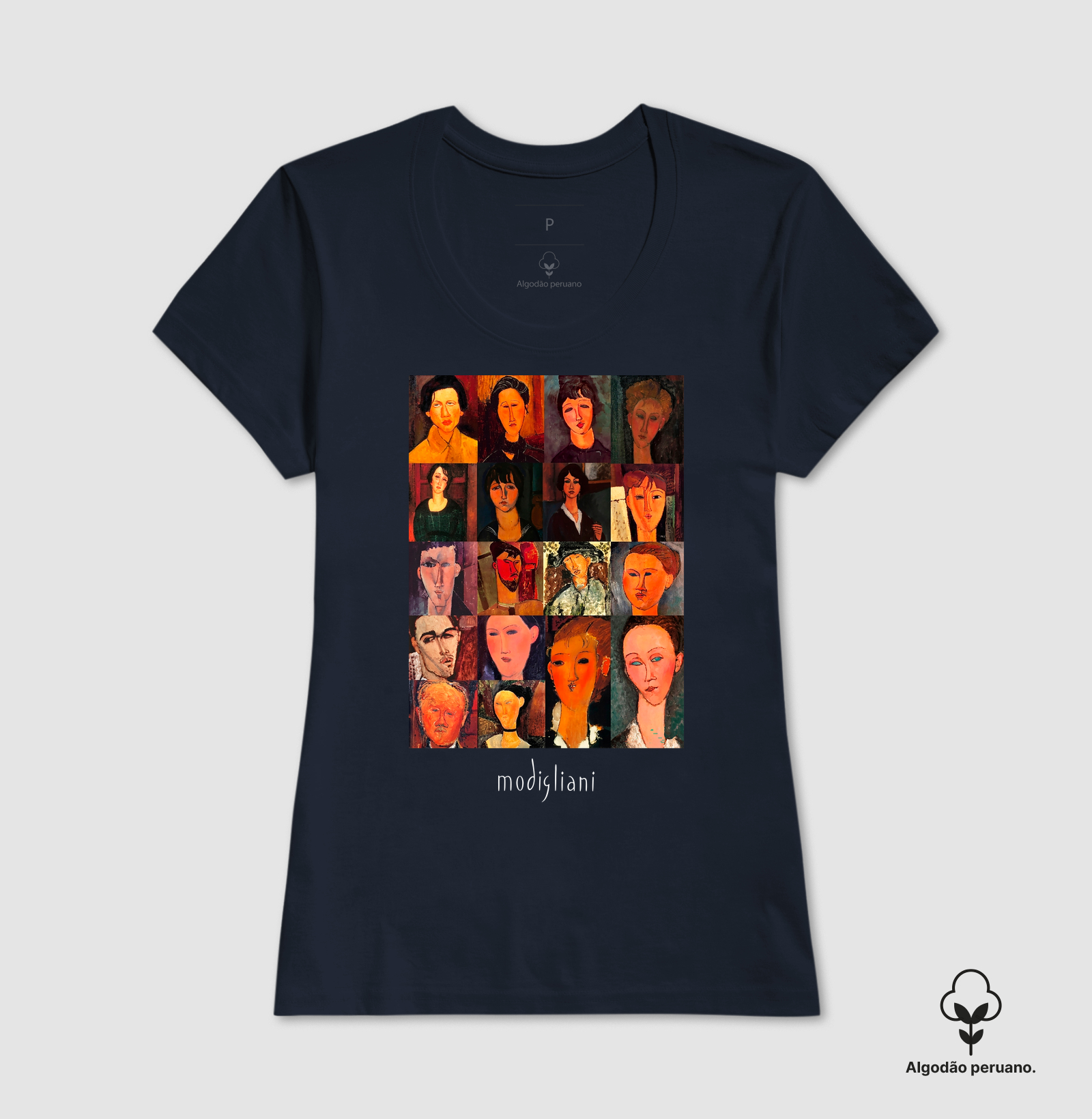 Camiseta Premium Algodão Tanguis Pintura Clássica Mosaico Modigliani - Imagem 6