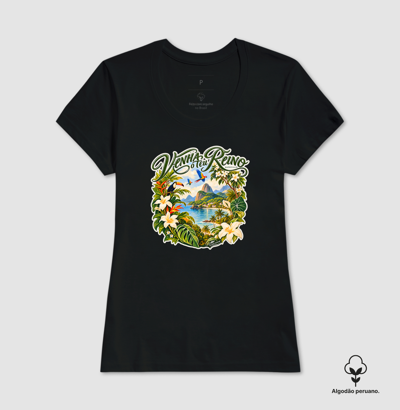 Camiseta Algodão Peruano Feminina Cristã Venha o Teu Reino - Camiseta Algodão Peruano