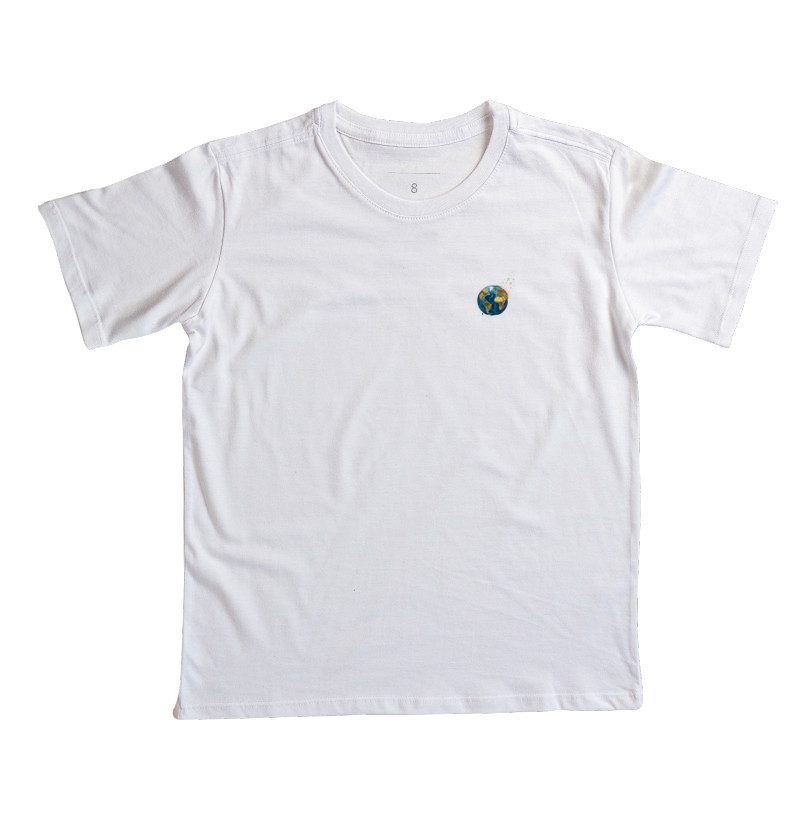 Camiseta Globo Terrestre Avioes Dispersos Bolso | Arte 3D Viagem Mundo Pocket | Colecao Viciados em Viagem - Imagem 6